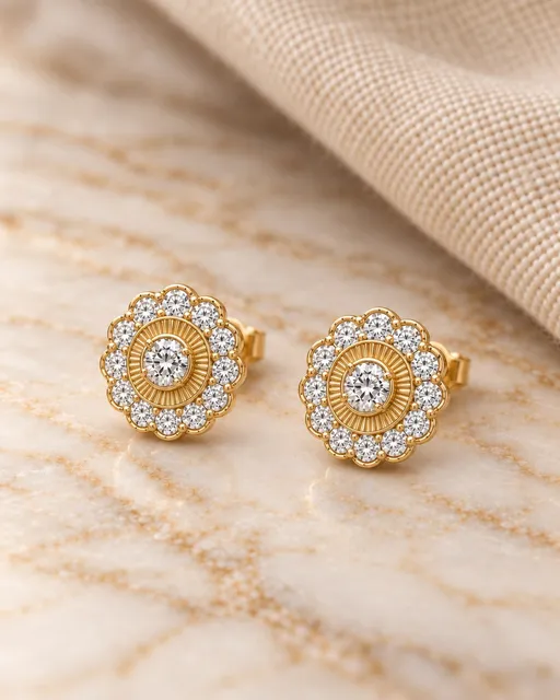 Freya · Aros Cúmulo Flor · aro en Oro 18k amarillo con Diamante