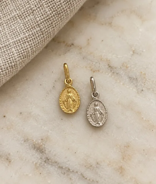 Virgen Milagrosa Maciza Oval 8x6mm · joyas religiosas en Oro 18k amarillo