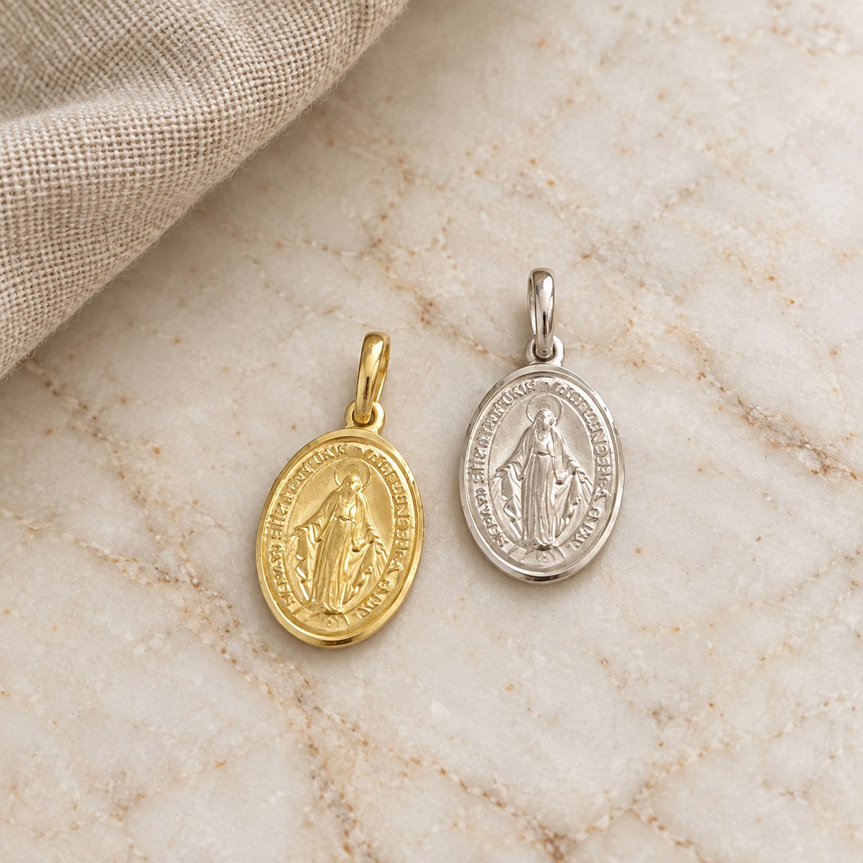 Virgen Milagrosa Maciza Oval 15x11mm · joyas religiosas en Oro 18k amarillo