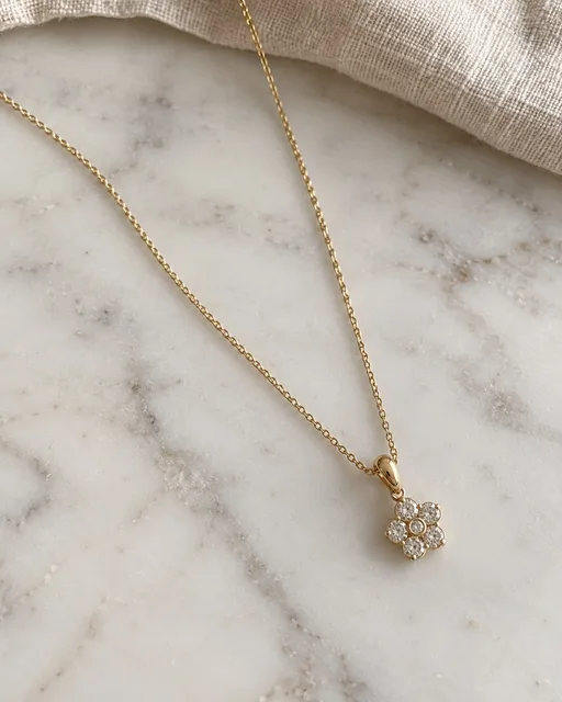 Flor · Collar Cuatro Pétalos · anillo de compromiso en Oro 18k amarillo con Diamante, vista 1