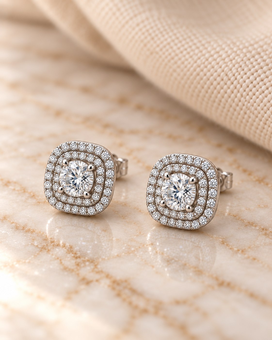Hera · Aros Halo Cuadrado Doble Marco · anillo de compromiso en Oro 18k amarillo con Diamante, vista 2