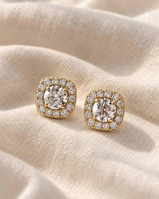 Herse · Aros Cúmulo Cuadrado · anillo de compromiso en Oro 18k amarillo con Diamante, vista 1