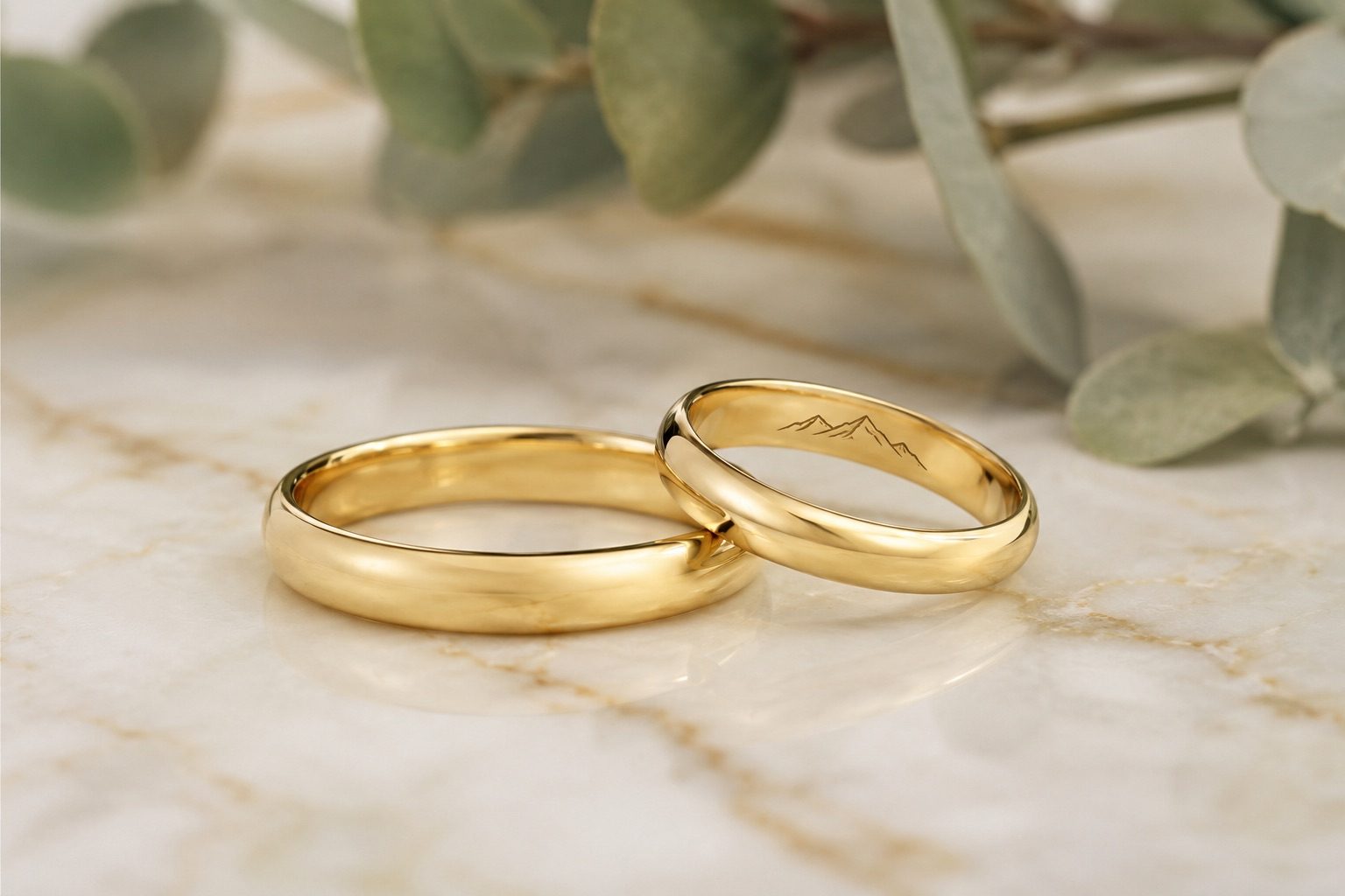 Alianzas Oro Grabado, Par de alianzas, Grabado interior, Oro 18k