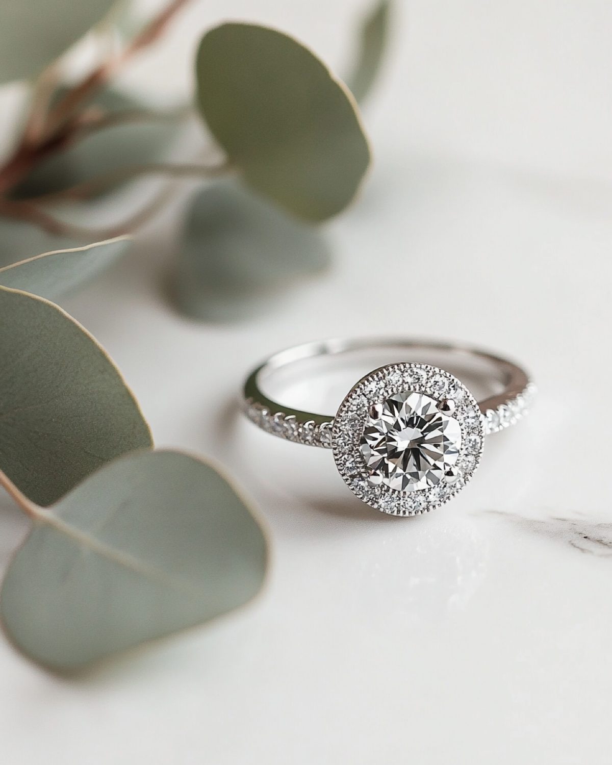 Halo Eucalipto, Diamante, Halo Milgrain