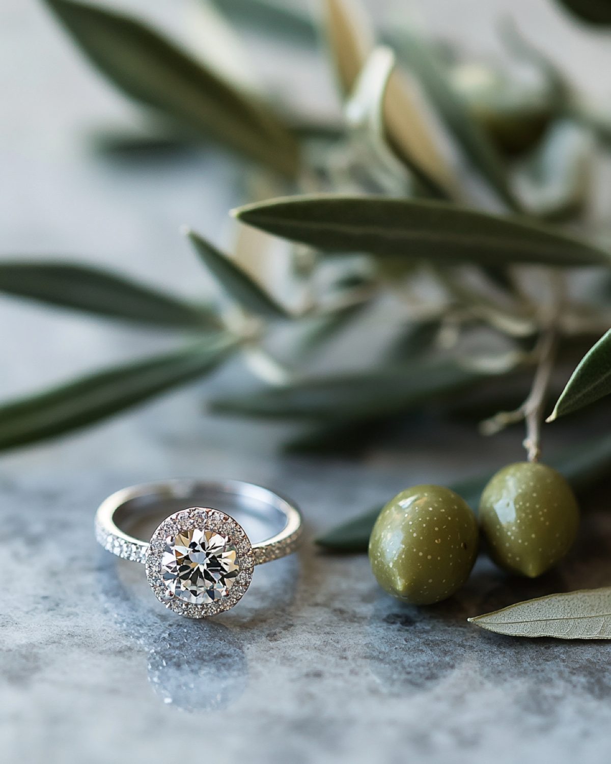 Halo Olivo, Diamante, Halo Pavé