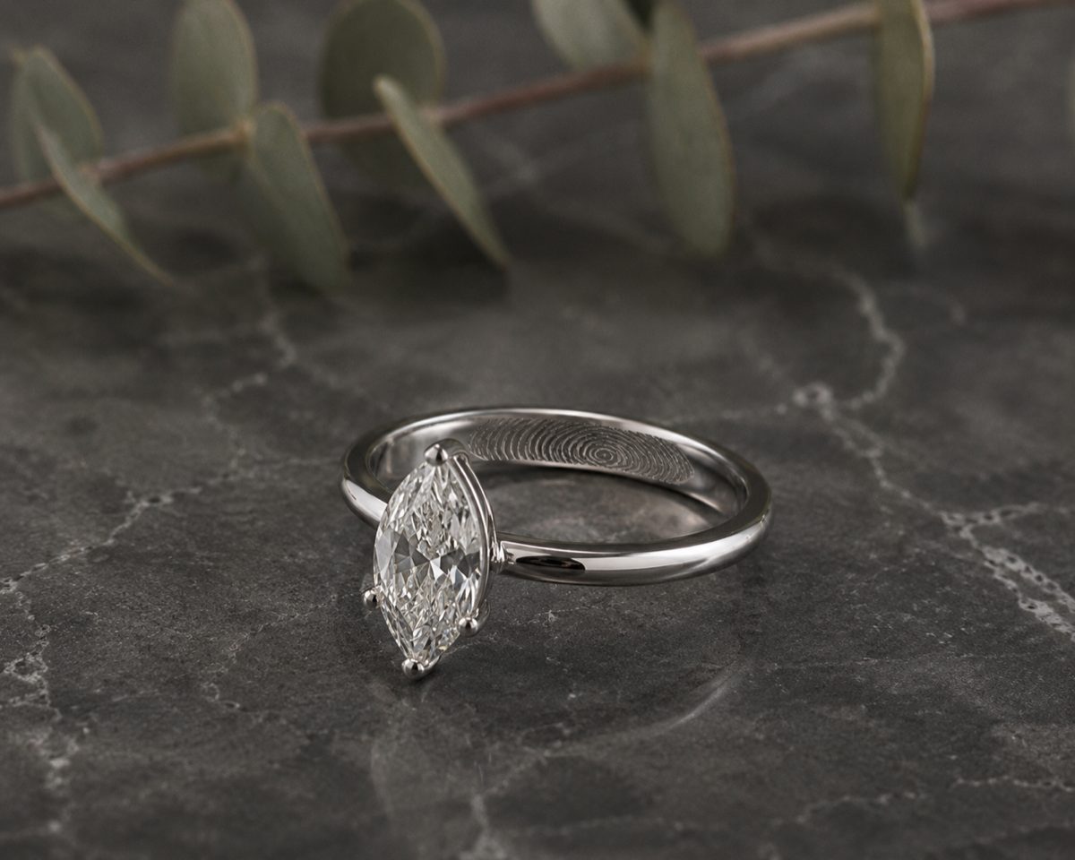 Marquise · Grabado Huella, Grabado interior de huella dactilar, Platino