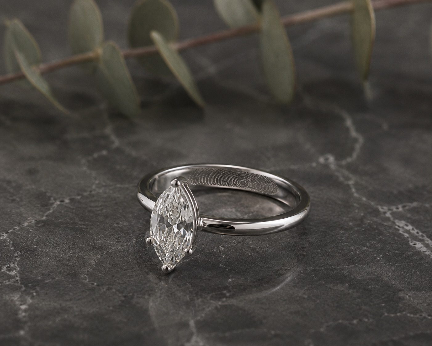 Solitario Marquise Platino, Diamante marquise, Solitario clásico, Platino