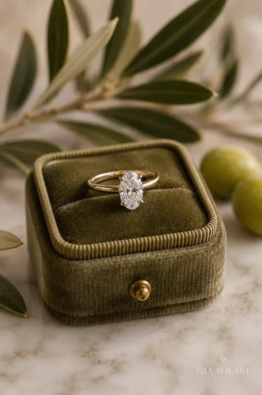 Aurora · Solitario Oval Oro · anillo de compromiso en Oro 18k amarillo con Diamante